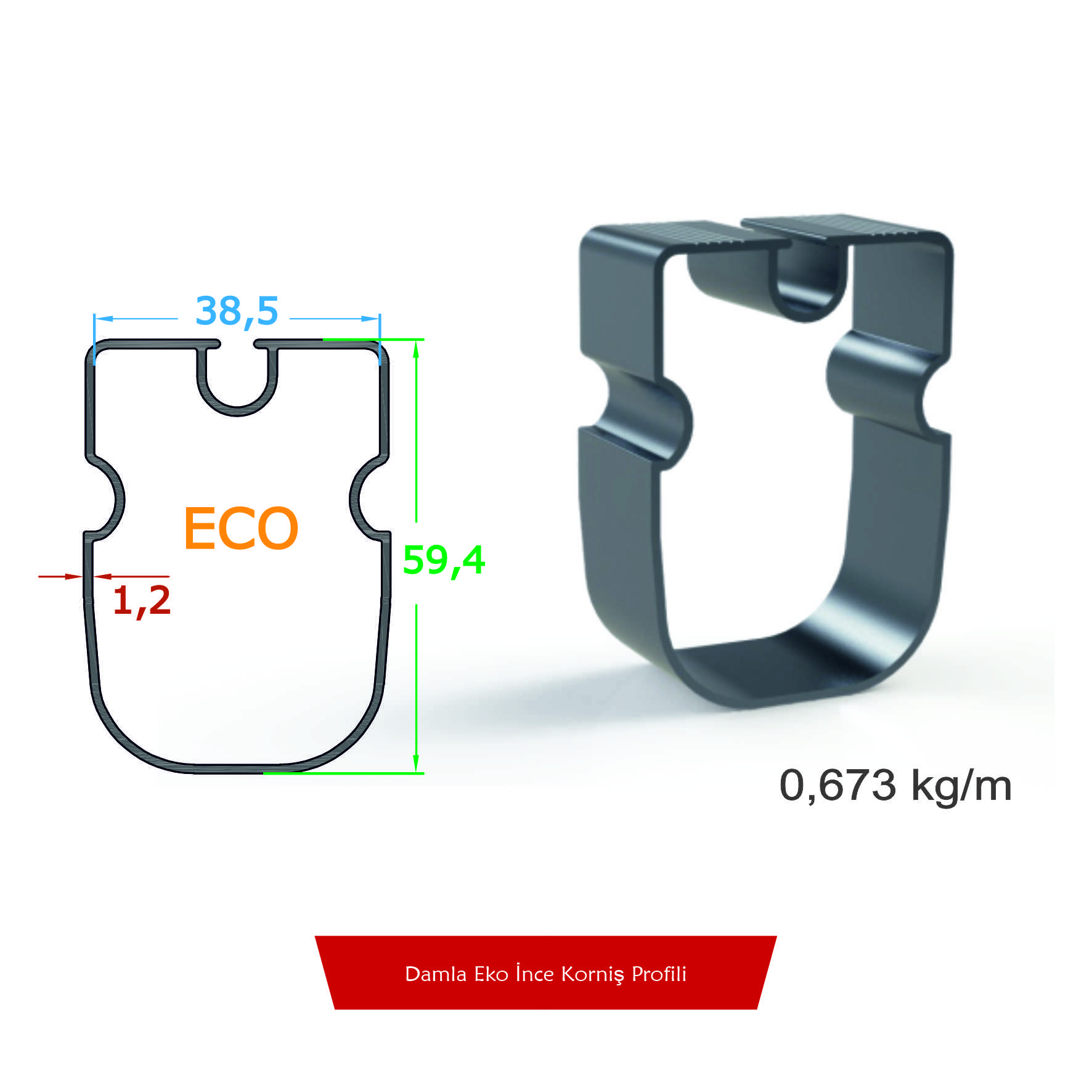 Damla Eko İnce Korniş Profili