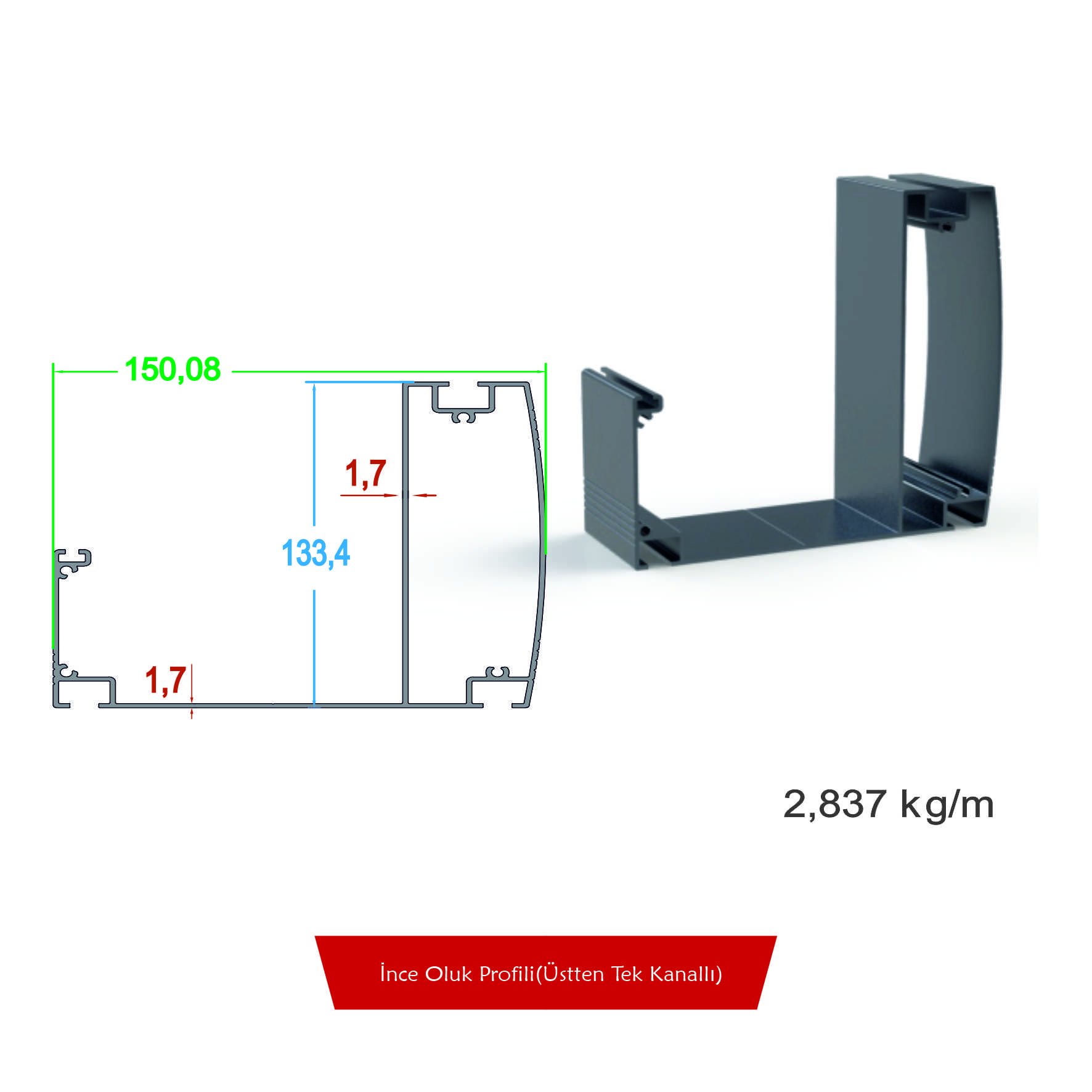 İnce Oluk Profili (Üstten Tek Kanallı)